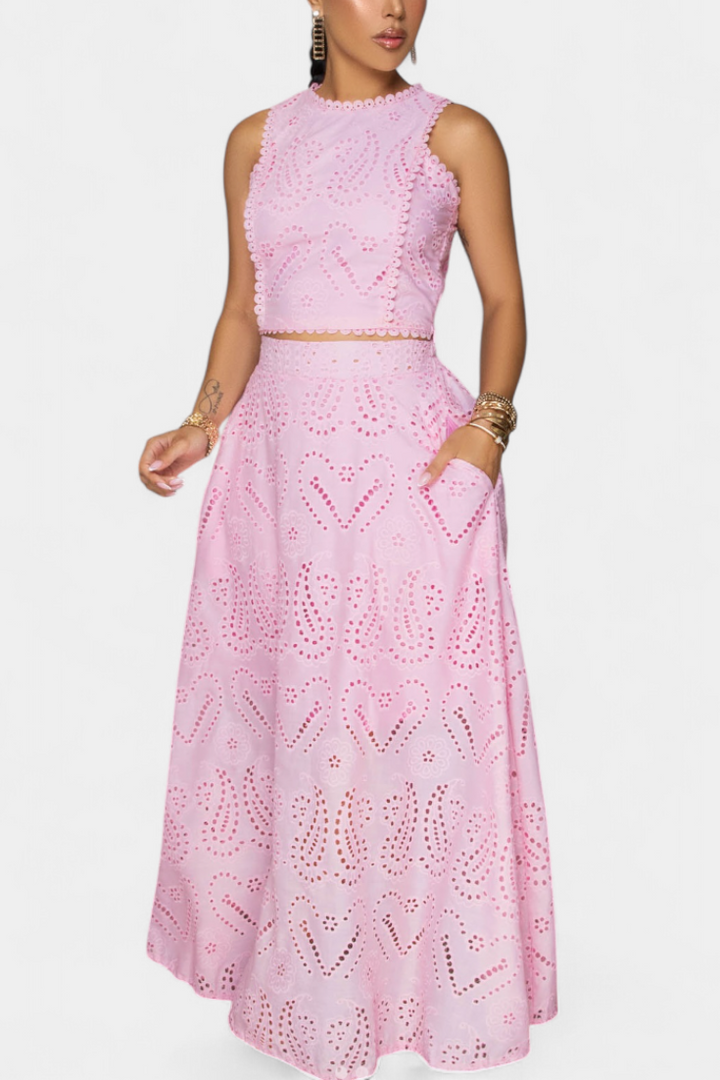 Danitza Conjunto Romántico de Encaje Floral Calado