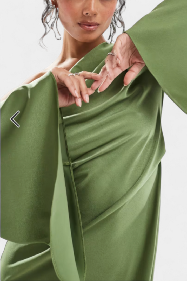 Keisha Vestido Maxi Asimétrico de Un Hombro con Cintura Esculpida