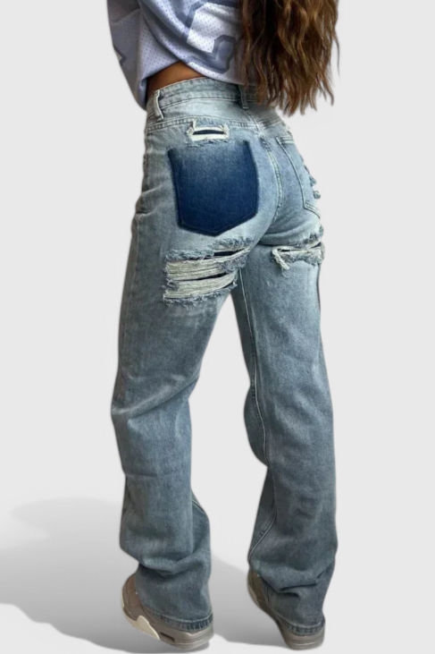 Jeans Roxy Vintage Desgastados de Cintura Alta