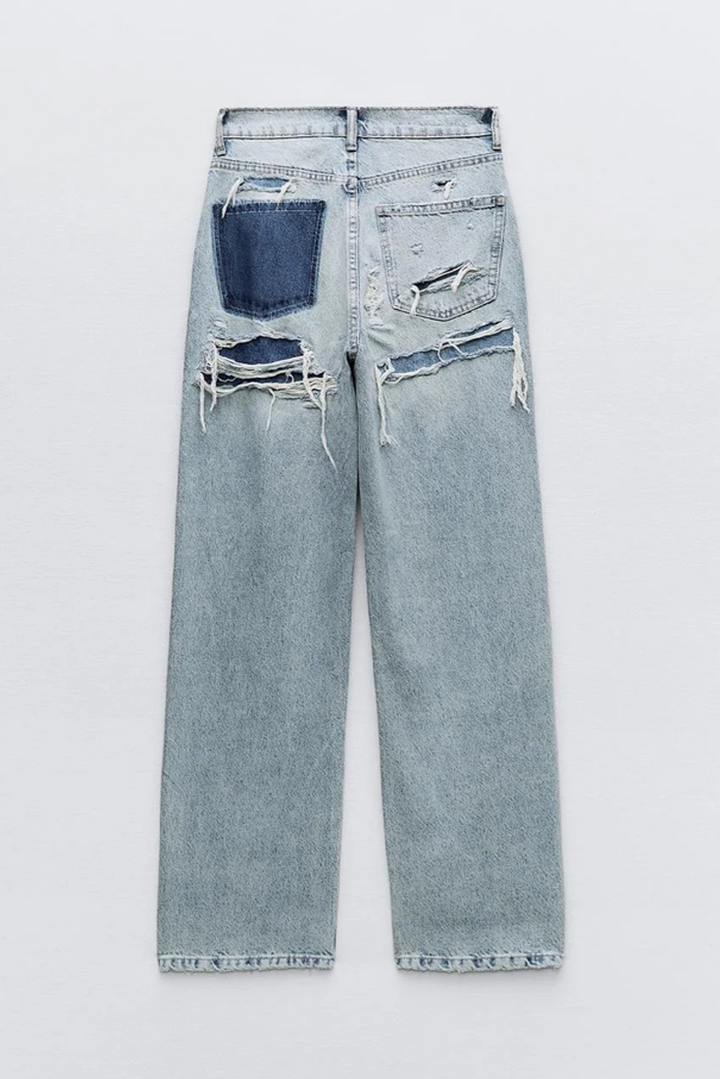 Jeans Roxy Vintage Desgastados de Cintura Alta