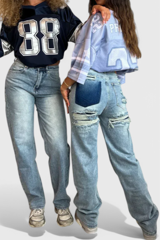 Jeans Roxy Vintage Desgastados de Cintura Alta