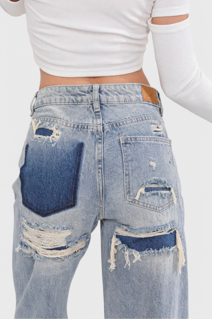 Jeans Roxy Vintage Desgastados de Cintura Alta