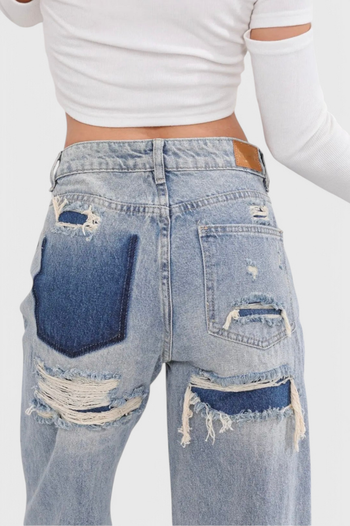 Jeans Roxy Vintage Desgastados de Cintura Alta