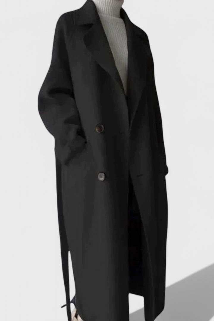 Abrigo Largo de Mezcla de Lana Clara Timeless