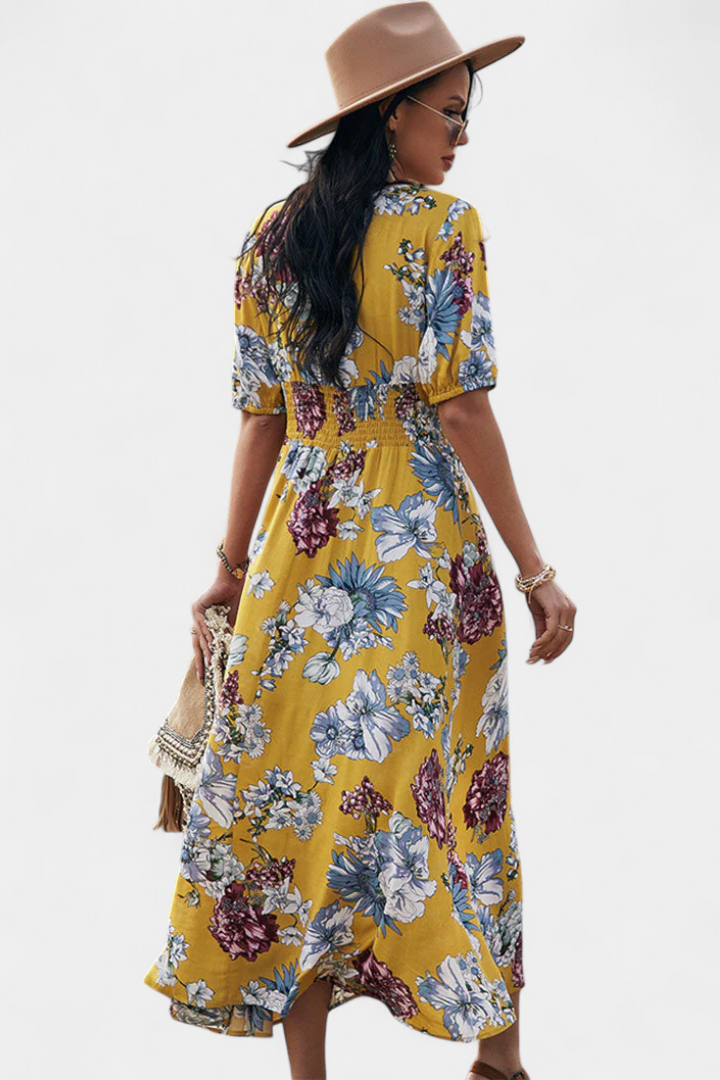 Benoja Vestido de Verano con Estampado Floral y Silueta Definida