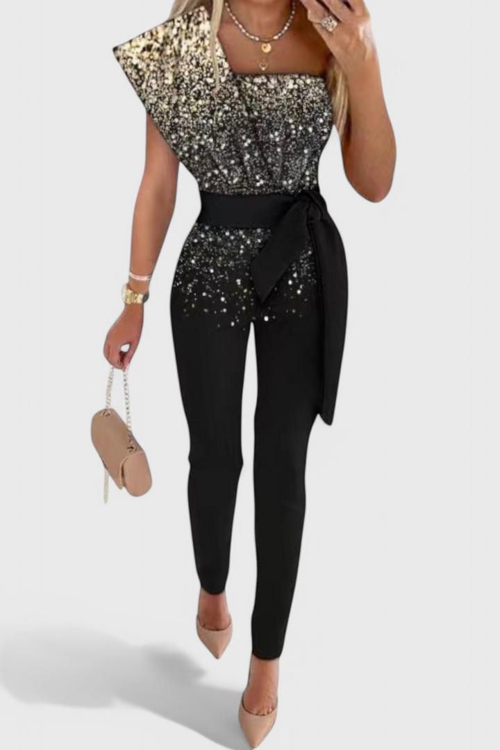 Mono de Lentejuelas de Un Solo Hombro Layla