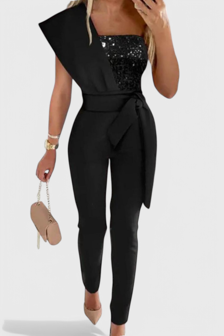 Mono de Lentejuelas de Un Solo Hombro Layla