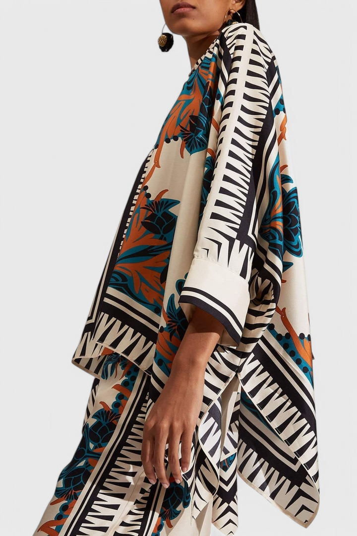 Beatriz Conjunto Floral de Satén al Atardecer