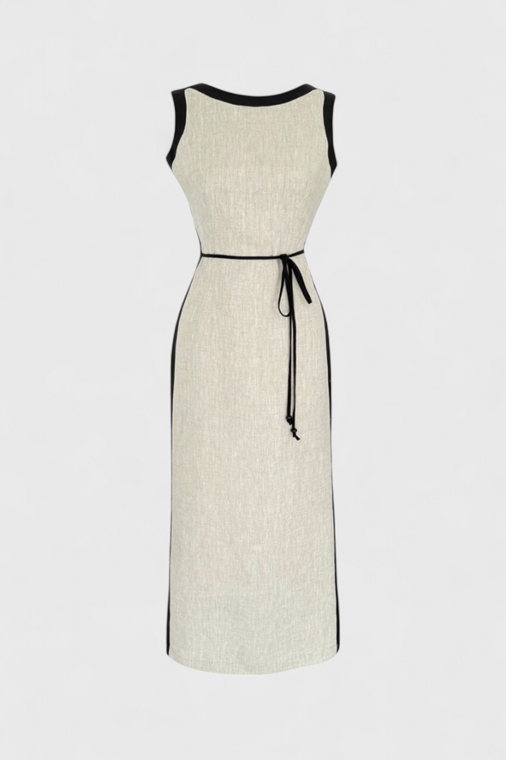 Samanta Vestido Sin Mangas con Contraste de Color