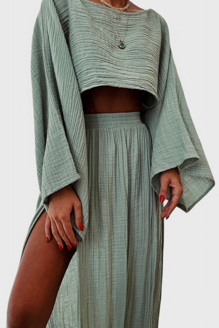 Martha Conjunto de Dos Piezas con Falda de Abertura Alta