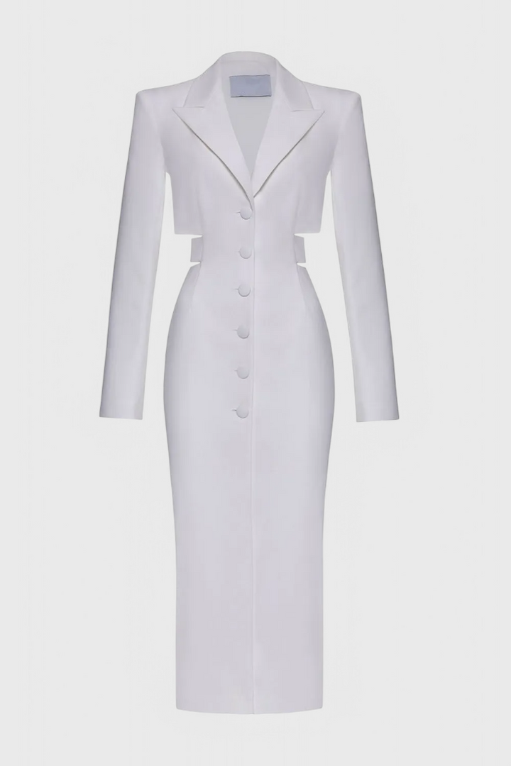 Bernice Vestido Blazer Midi con Corte y Espalda Descubierta