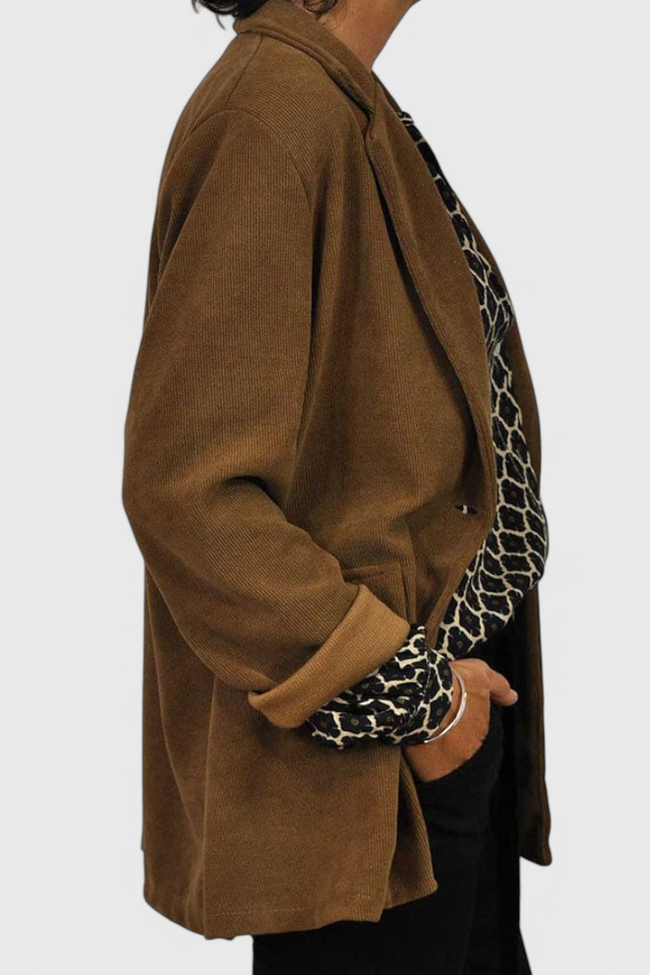 Jemima Blusa de Botones con Estampado Geométrico