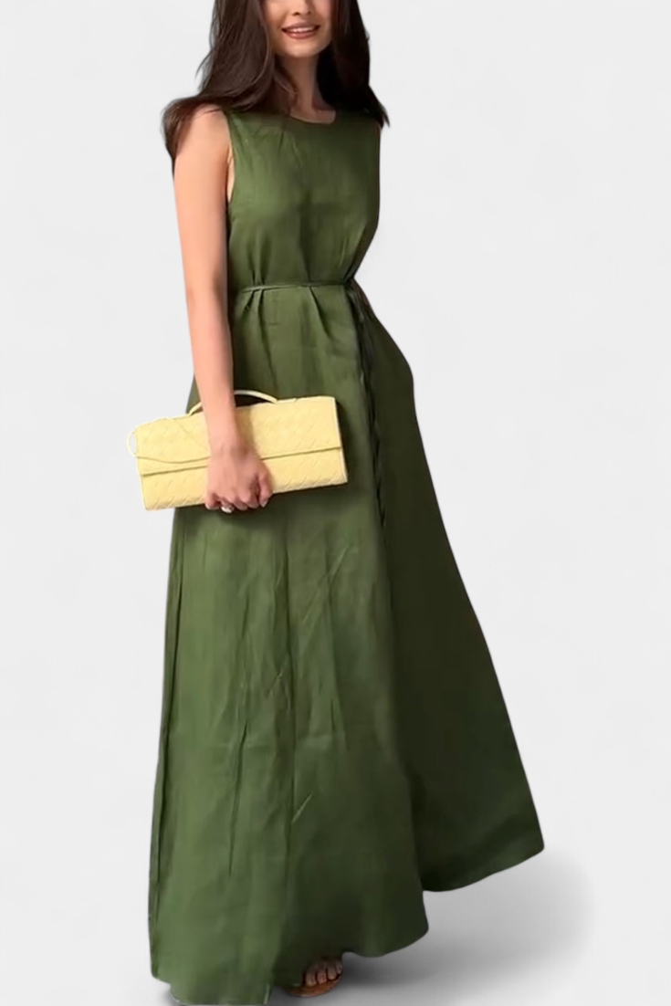 Rosetta Vestido Suave sin Mangas con Lazo Ajustable