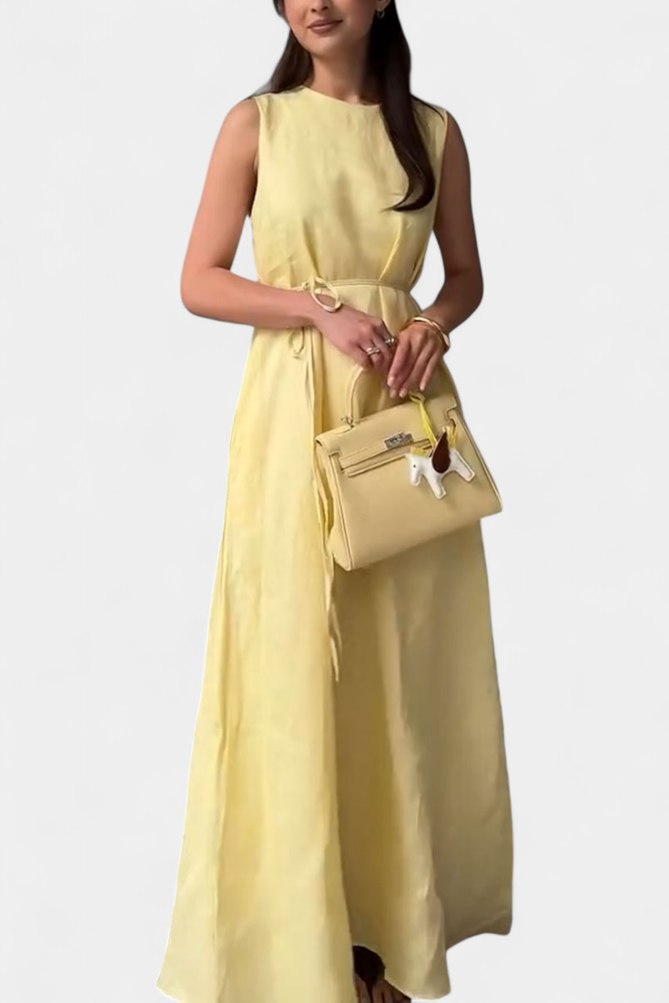 Rosetta Vestido Suave sin Mangas con Lazo Ajustable