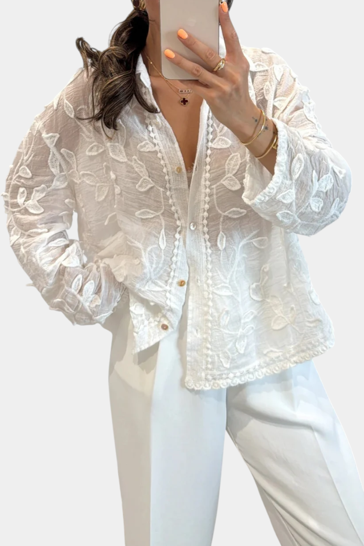 Prairie Camisa de Encaje Bordado