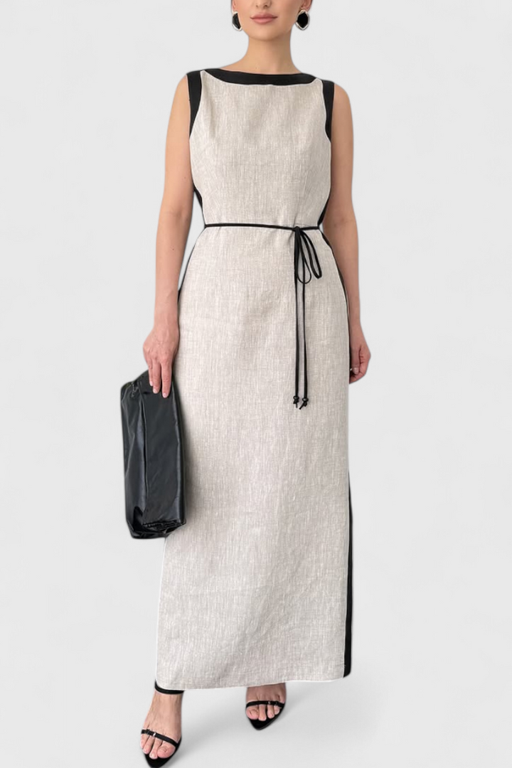 Samanta Vestido Sin Mangas con Contraste de Color