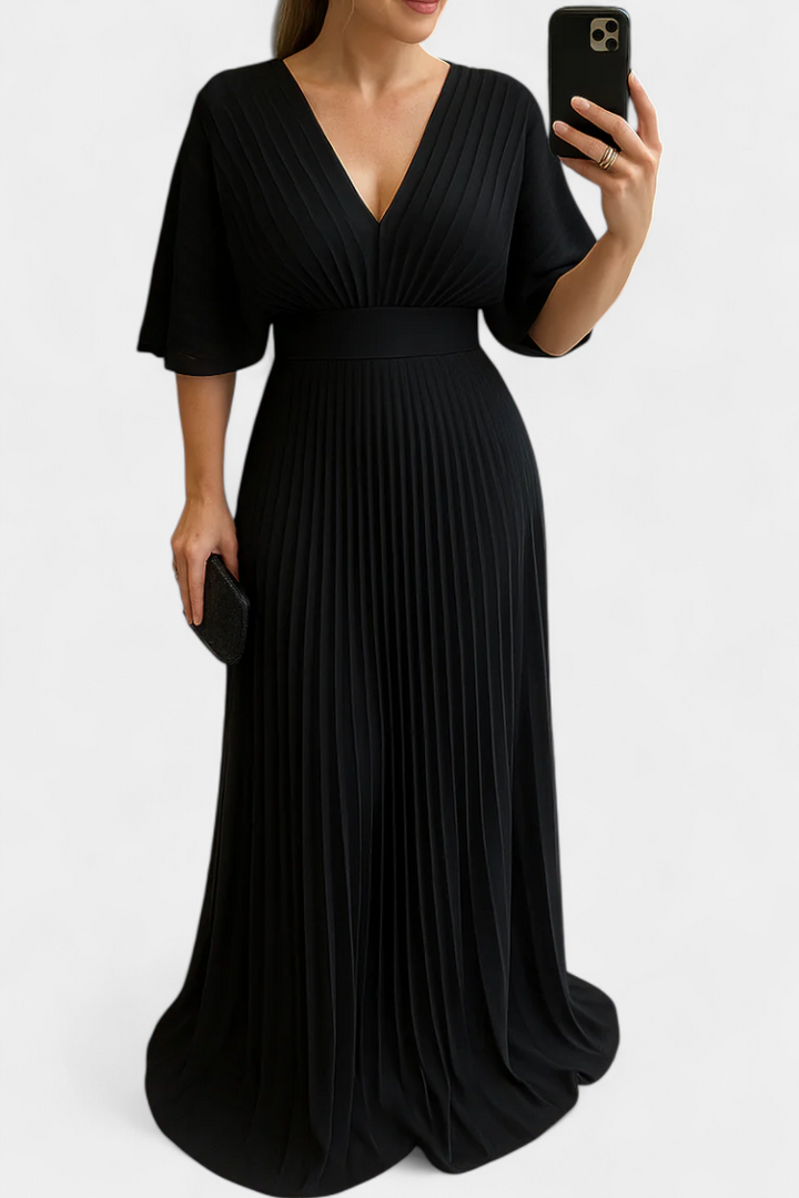 Odele Vestido Plisado Fluido con Espalda Abierta
