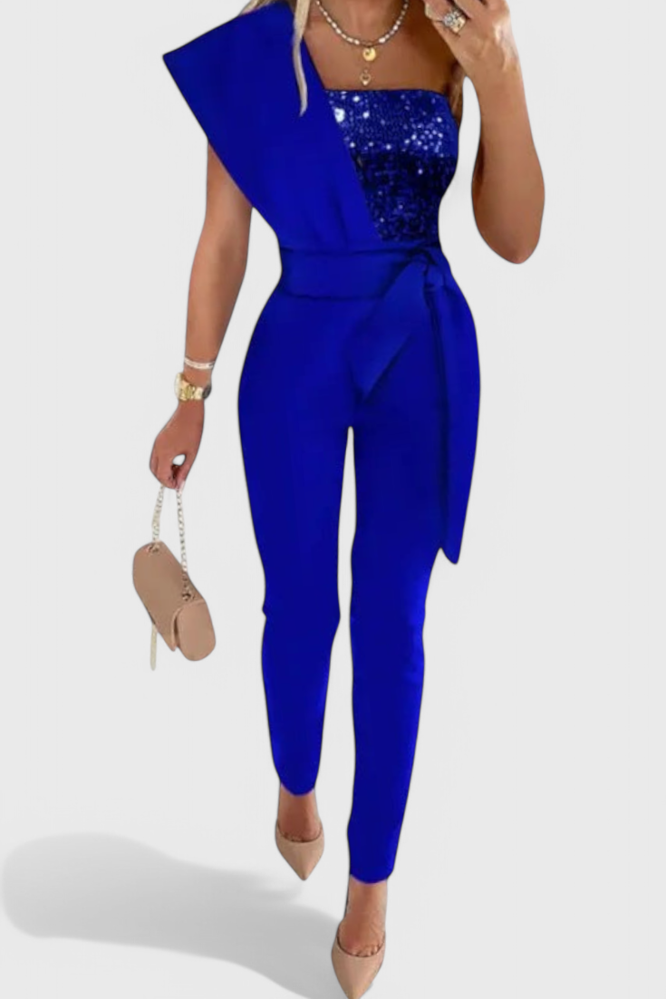 Mono de Lentejuelas de Un Solo Hombro Layla