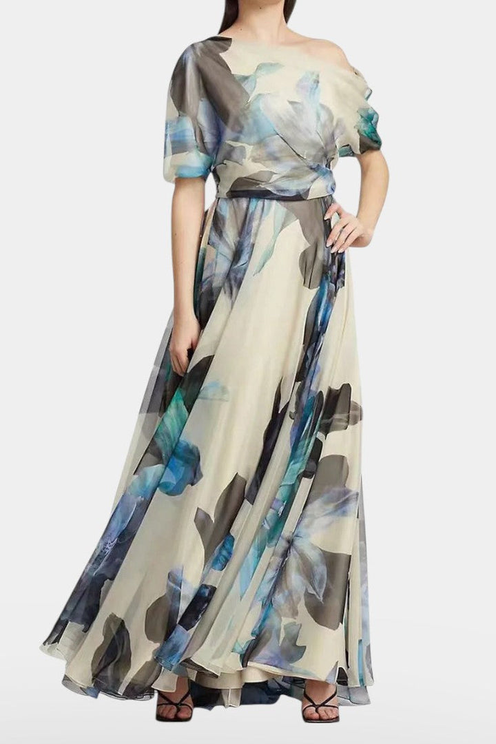 Sanaa Vestido Asimétrico de Un Hombro con Estampado Floral Abstracto
