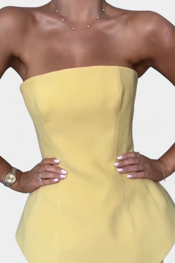 Clarita Conjunto de Dos Piezas Plisado Sin Tirantes