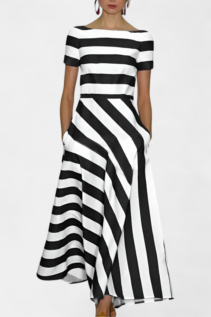 Lustra Vestido Maxi de Rayas con Corte Fluido y Caída Relajada