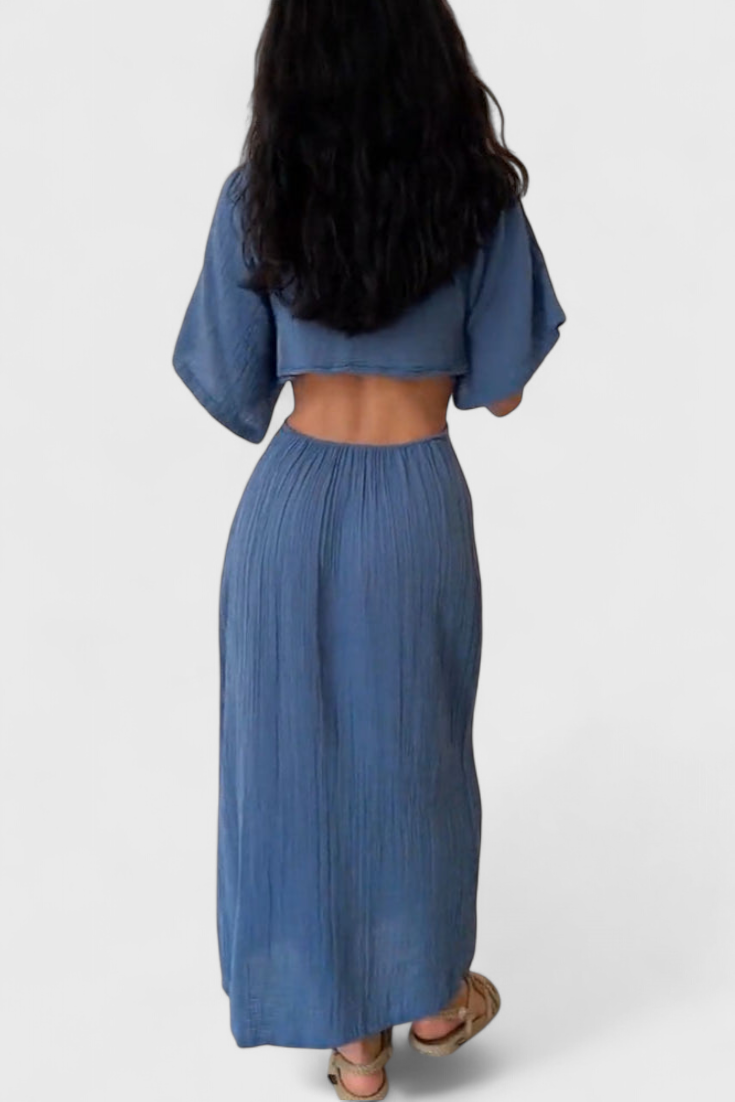 Myra Vestido Fluido con Lazo Frontal y Cut-Outs