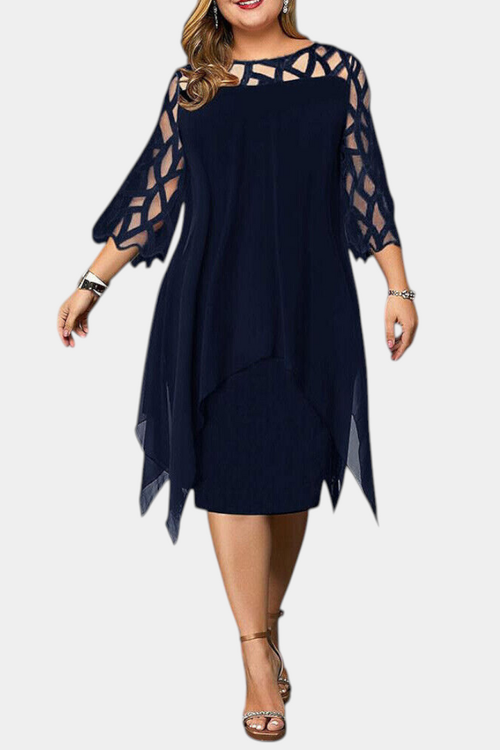 Yana Vestido Talla Grande con Mangas de Encaje