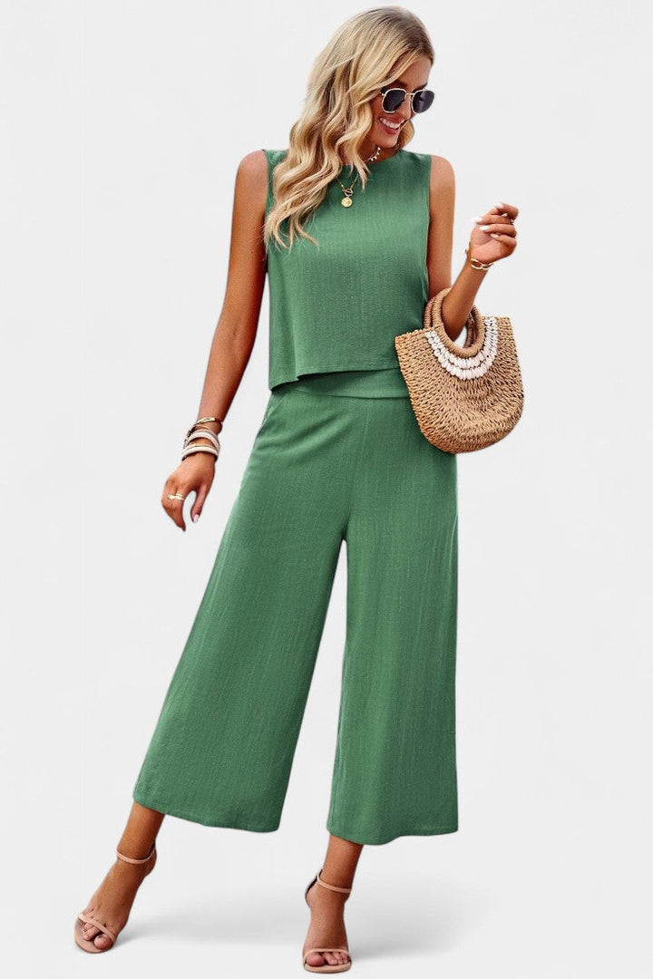 Lavinia Conjunto Boho de Top y Shorts en Lino y Algodón