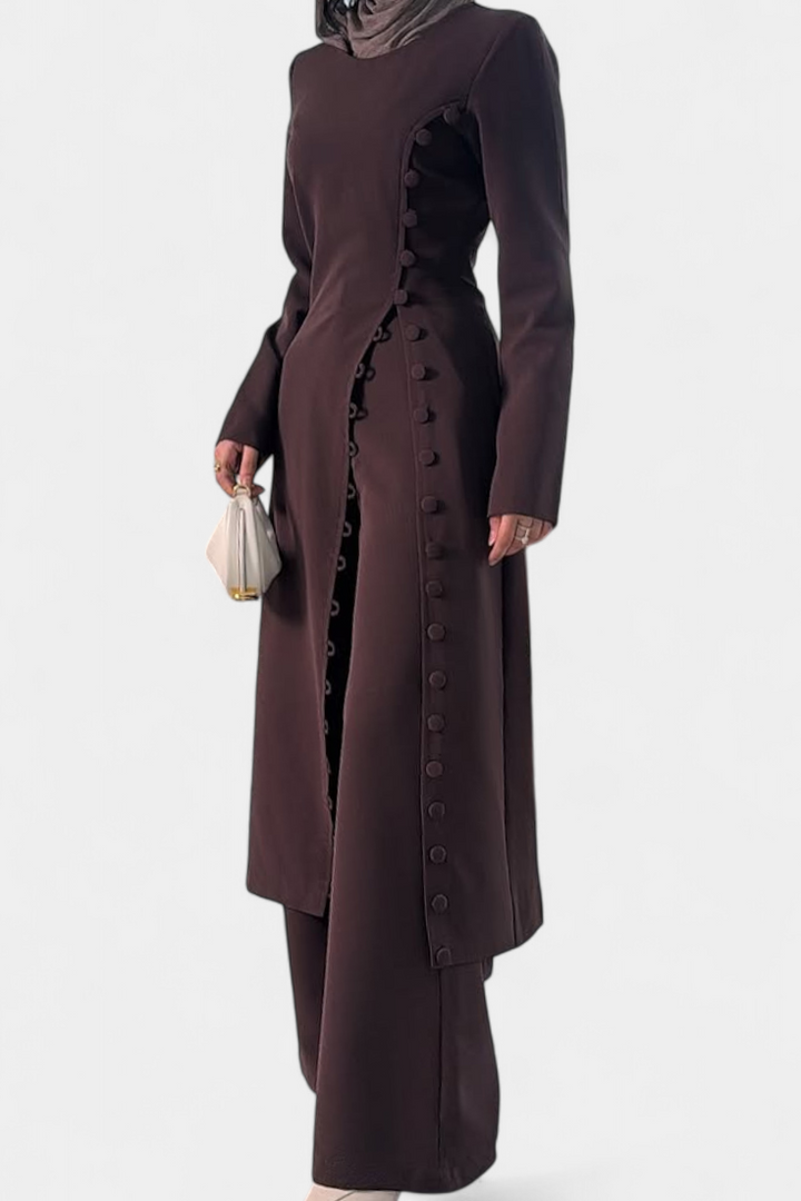 Melissa Soft Casual Blouse with Buttons and Long Pants Set