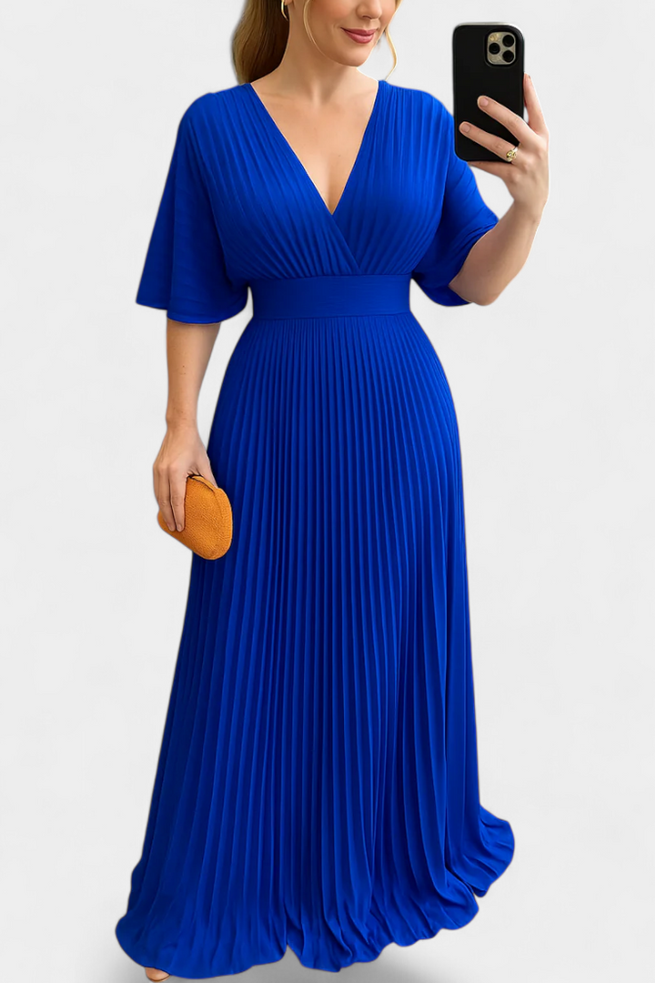 Odele Vestido Plisado Fluido con Espalda Abierta