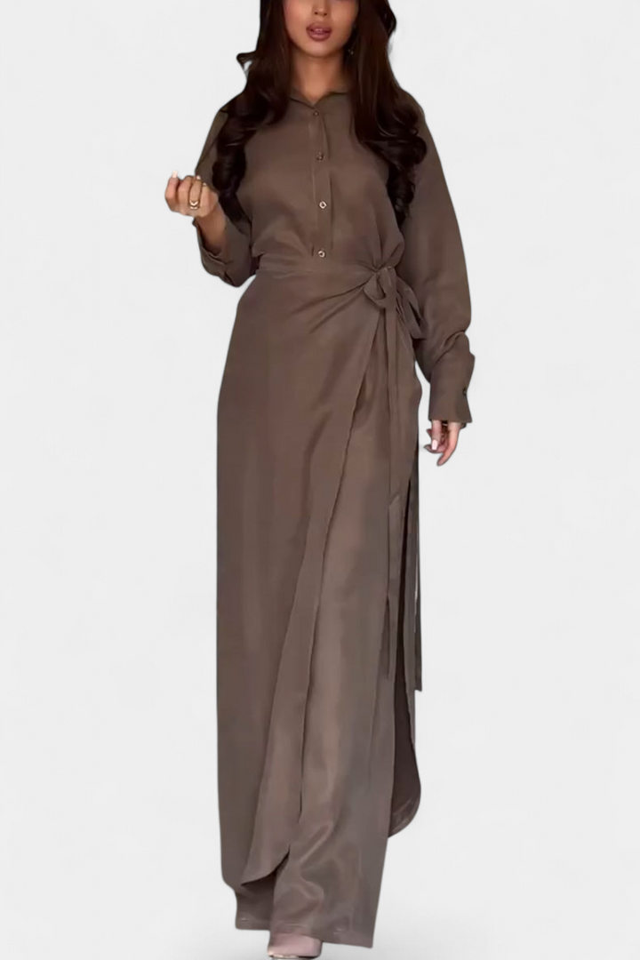 Marisol Conjunto Casual de Camisa Suelta y Pantalón Falda