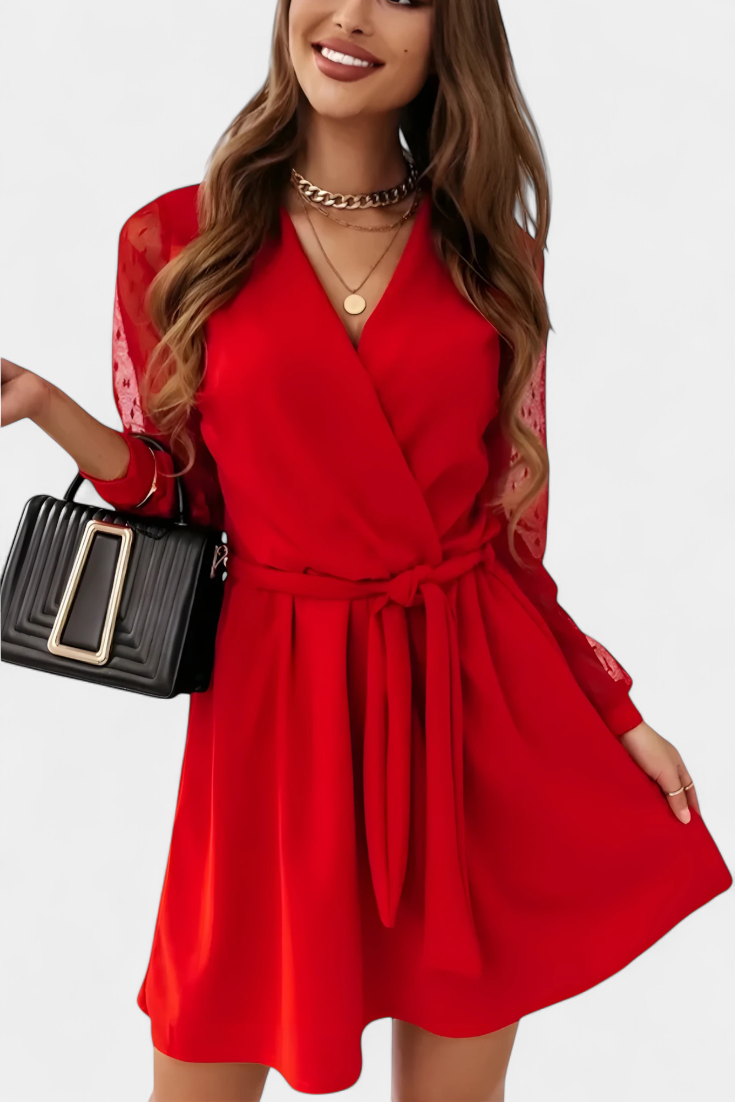 Calandra Vestido Mini Elegante con Escote Sofisticado y Silueta Favorecedora