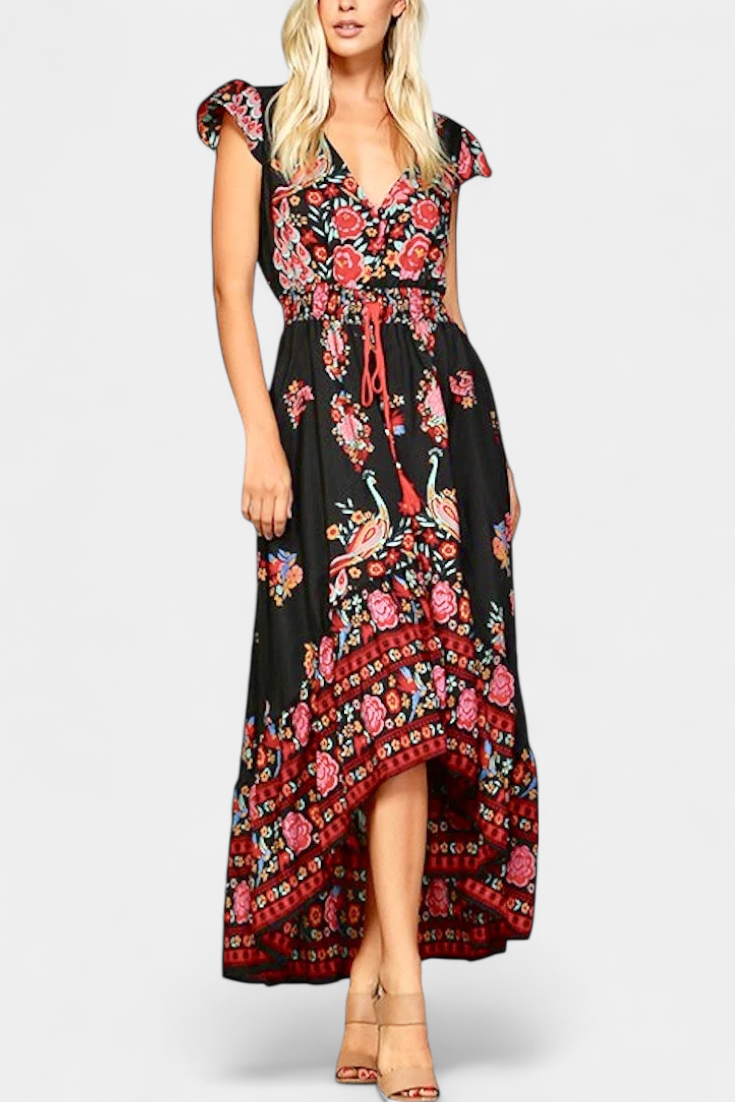 Chiara Vestido Floral Boho Chic con Cintura Ajustable