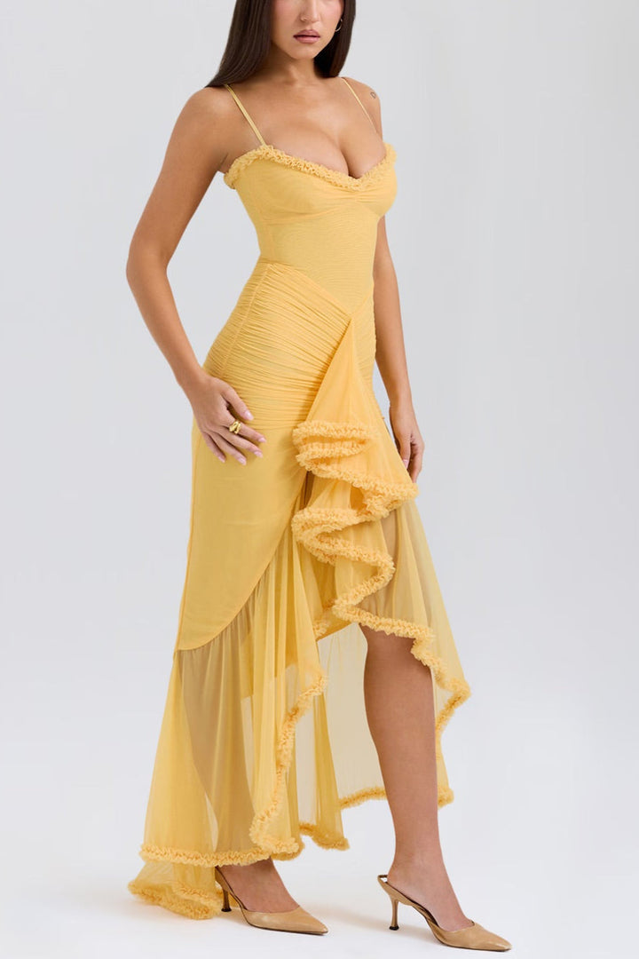 Roxanne Vestido de tirantes sin mangas con volantes