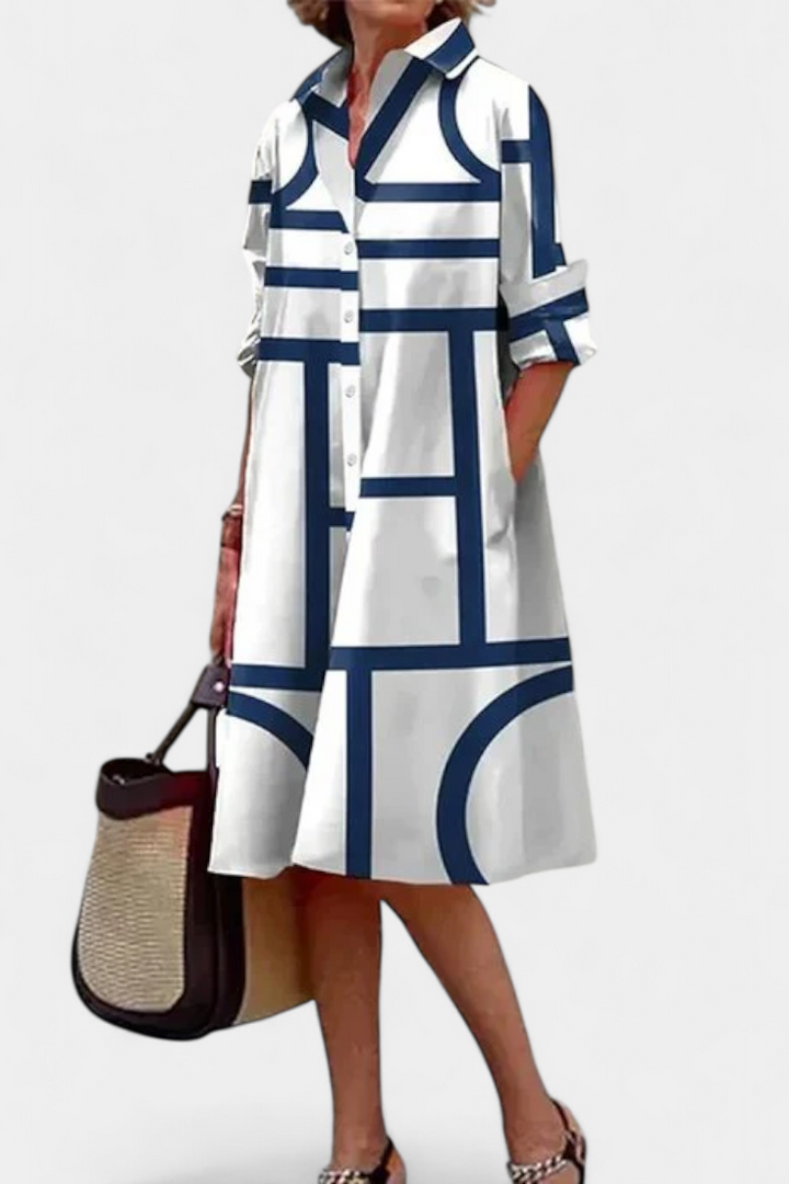 Larissa Vestido en Algodón con Estampado Geométrico