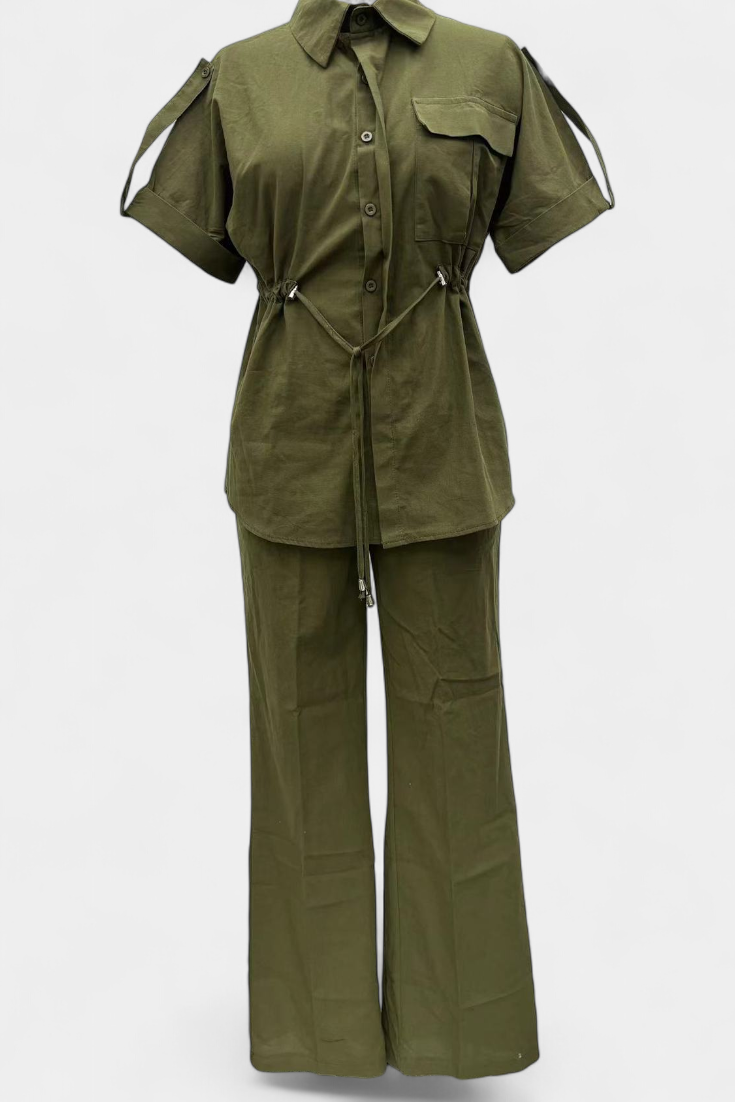 Lani Conjunto Relaxed de Camisa y Pantalones de Algodón y Lino