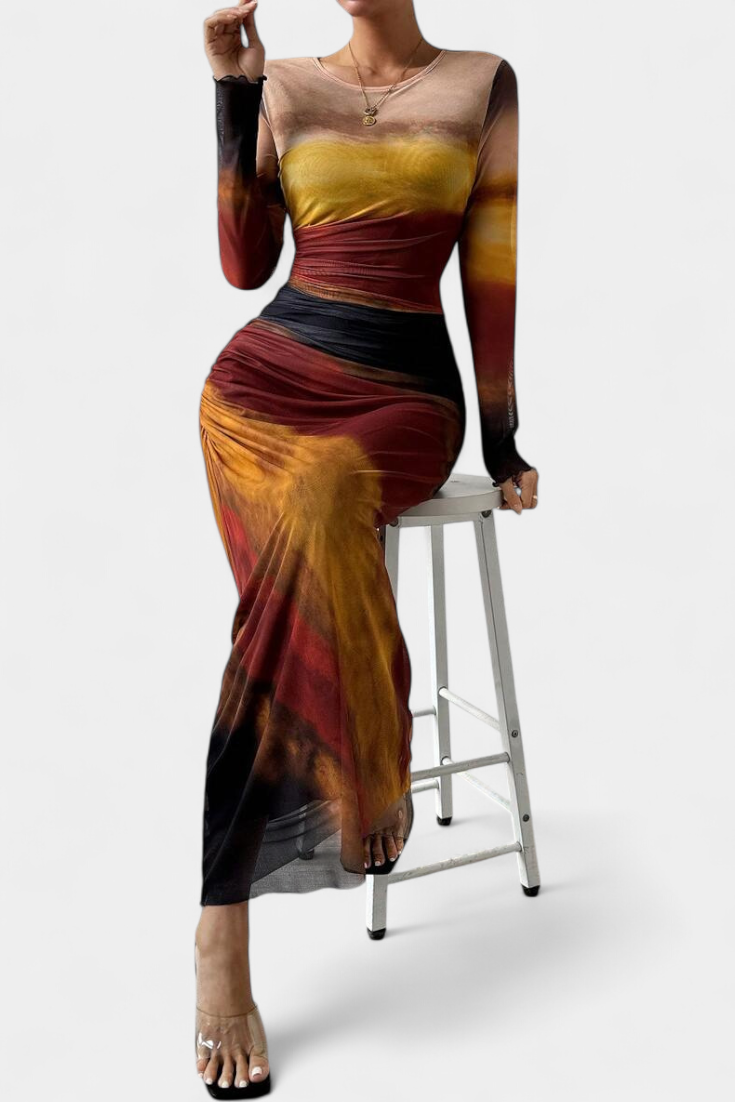 Galene Vestido Midi Ajustado con Capa