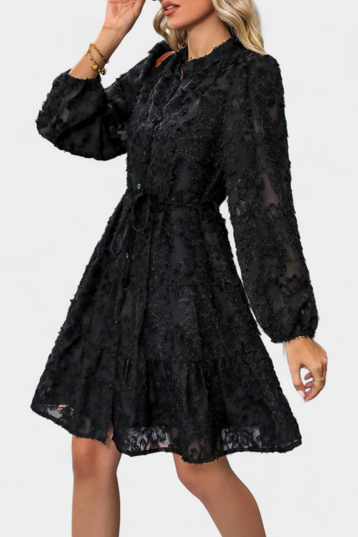 Soreia Vestido Camisero de Botones con Manga Larga Texturizada