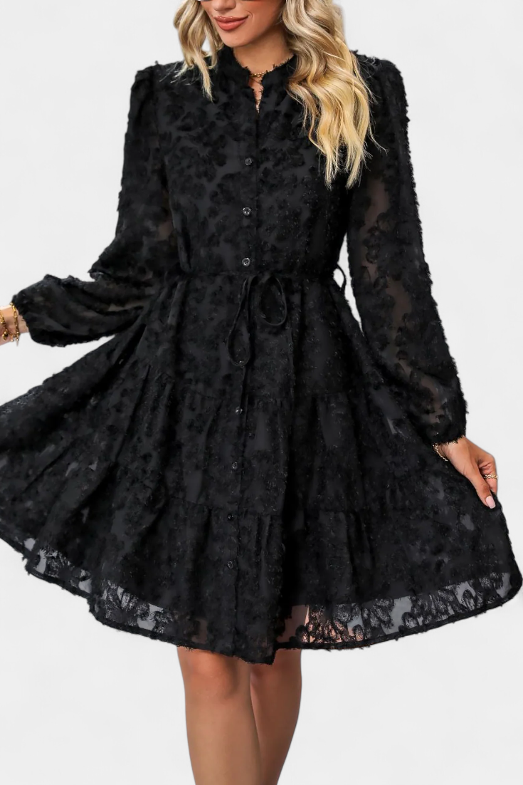 Soreia Vestido Camisero de Botones con Manga Larga Texturizada