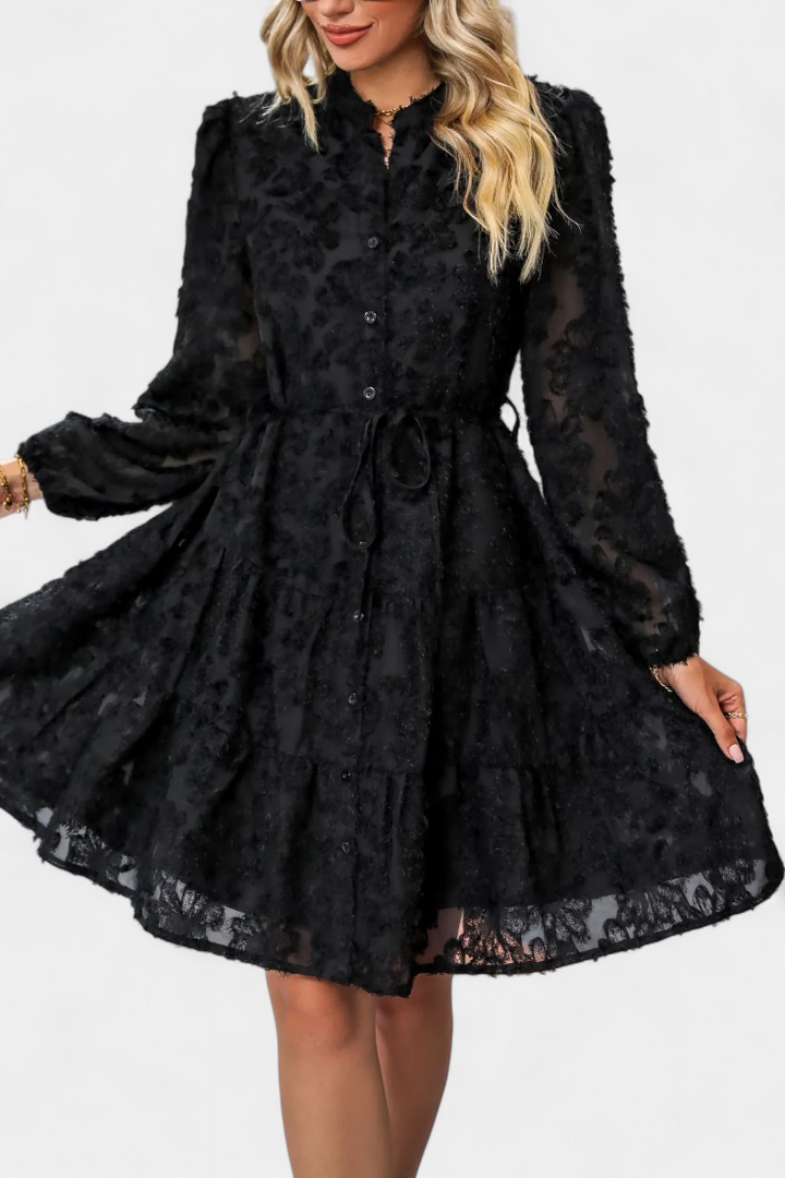 Soreia Vestido Camisero de Botones con Manga Larga Texturizada