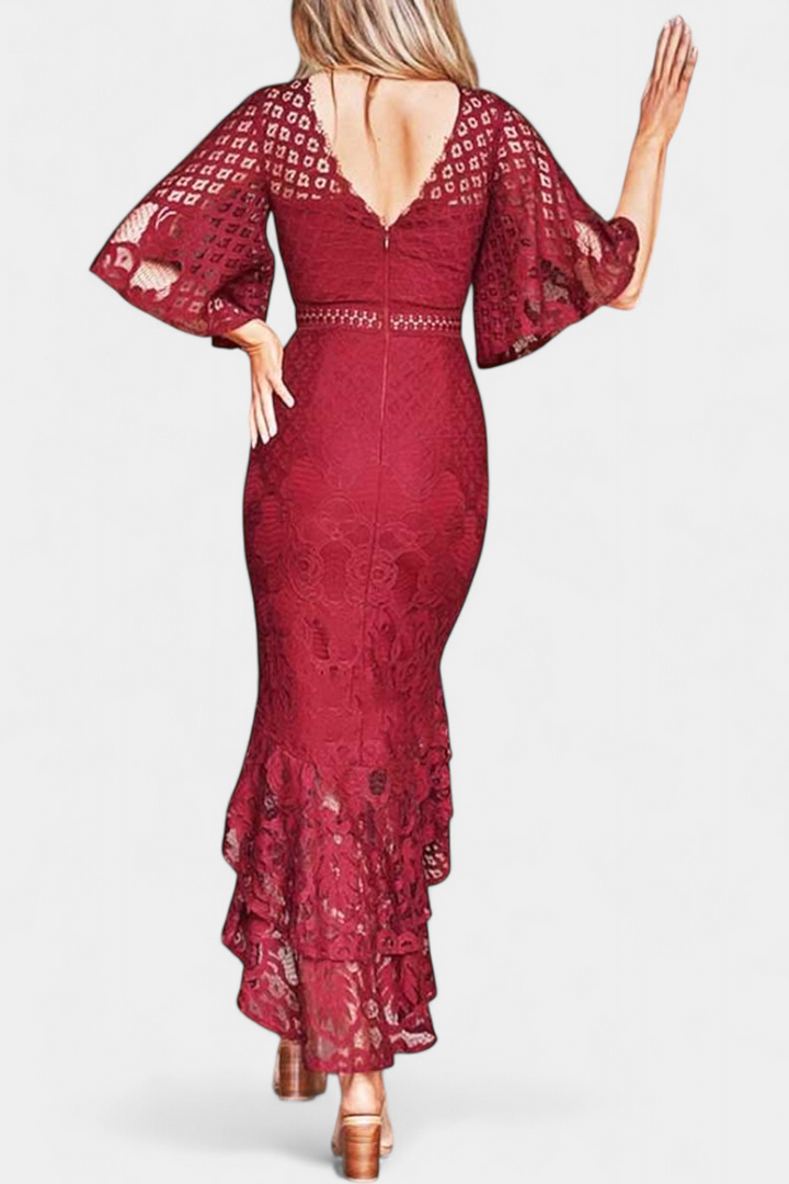 Veronika Vestido Midi de Encaje con Escote Corazón