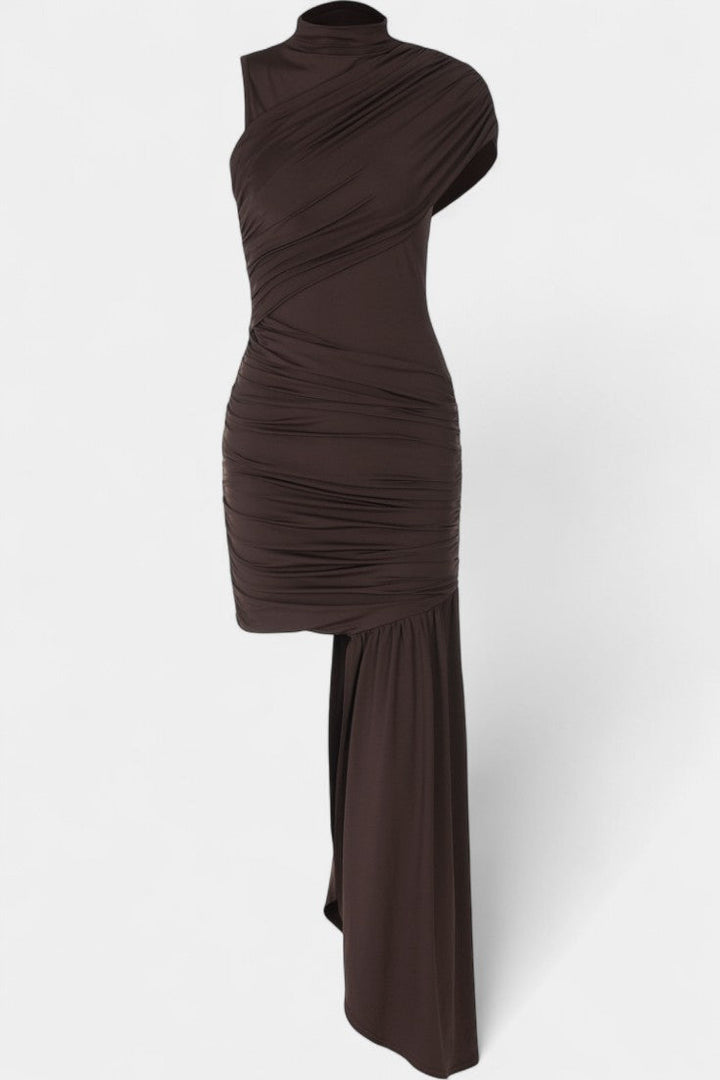 Velia Vestido Mini Asimétrico con Drapeado