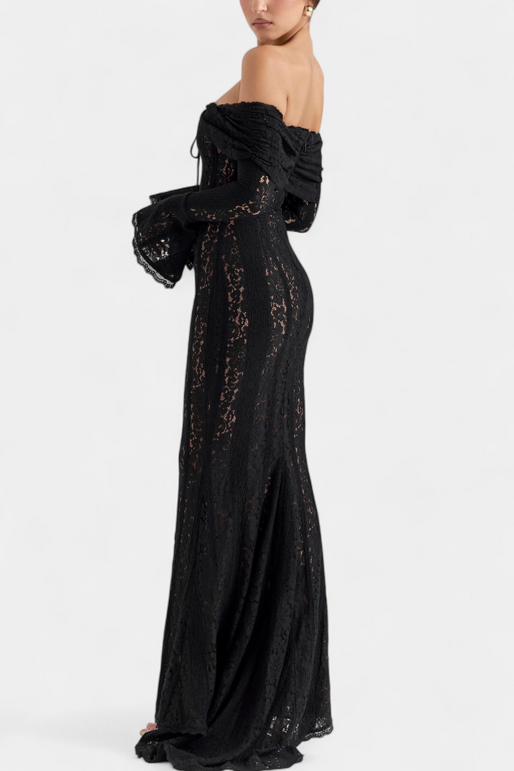 Rosalie Vestido Maxi Off-Shoulder de Encaje