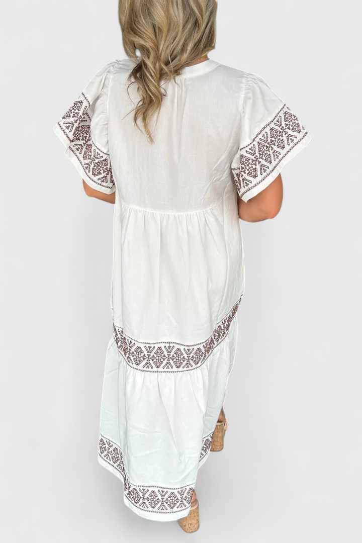 Allona Vestido Maxi Boho con Escote en V y Corte Relajado