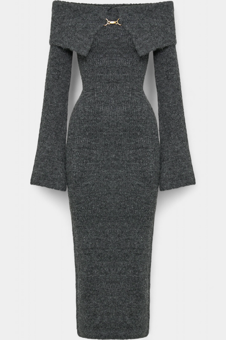 Solsona Vestido de Punto Ajustado de Un Solo Hombro