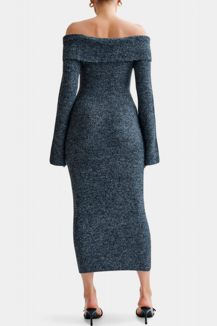 Solsona Vestido de Punto Ajustado de Un Solo Hombro