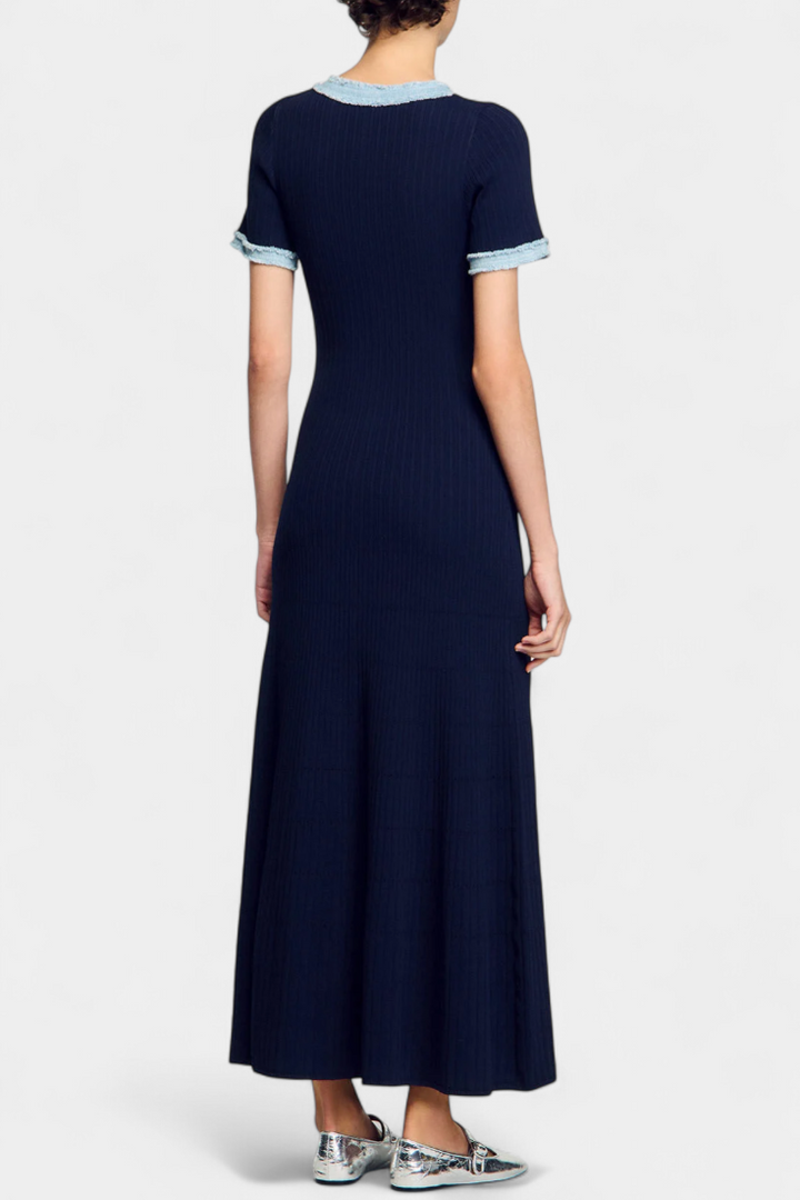 Alexia Vestido Midi de Punto con Ribete