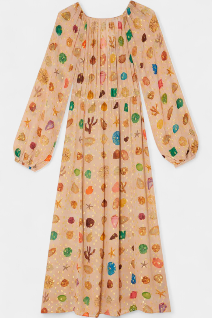 Alvie Vestido Estilo Hada con Estampado de Conchas Marinas