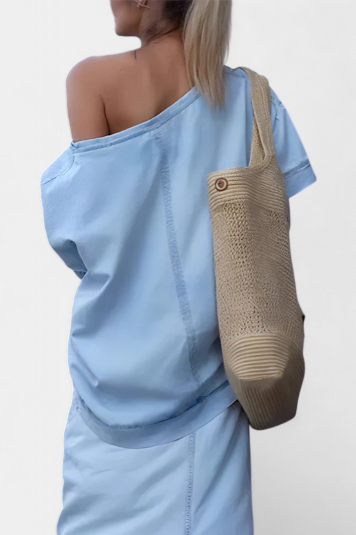 Apolonia Conjunto Vaquero Asimétrico con Abertura Elegante