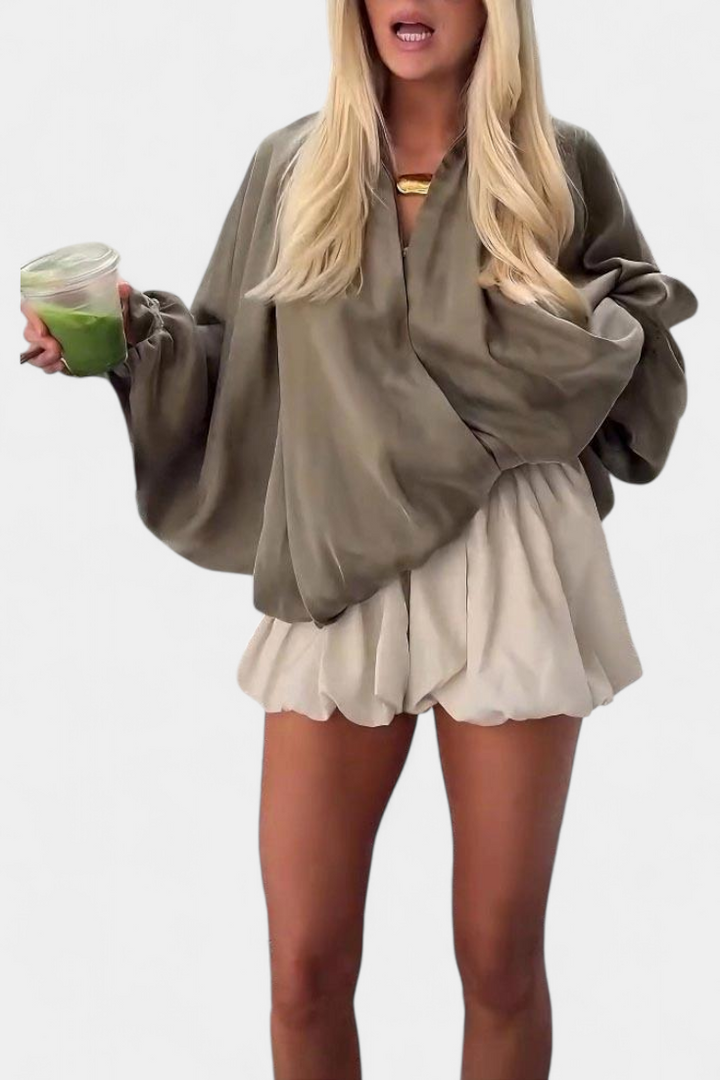 Maude Chaqueta Verde Oliva con Mangas Abullonadas